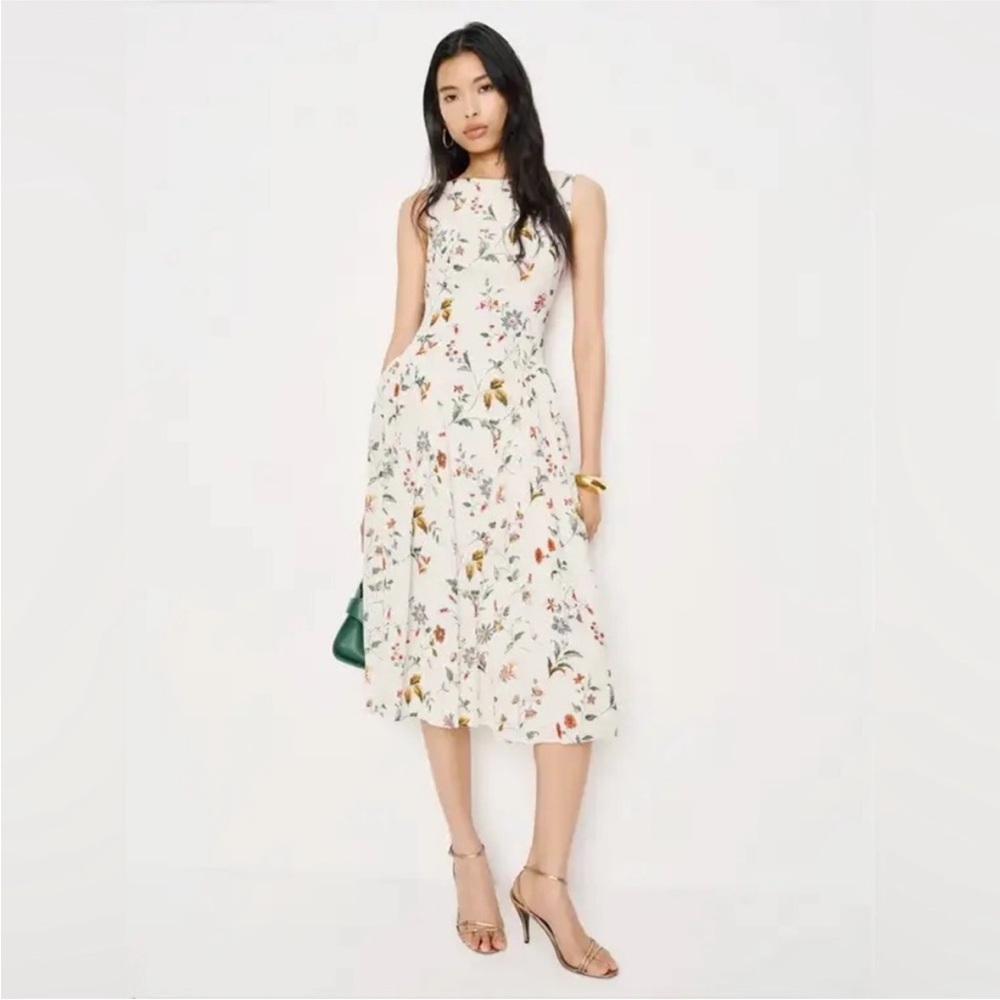 Reformation White Floral Midi Dress